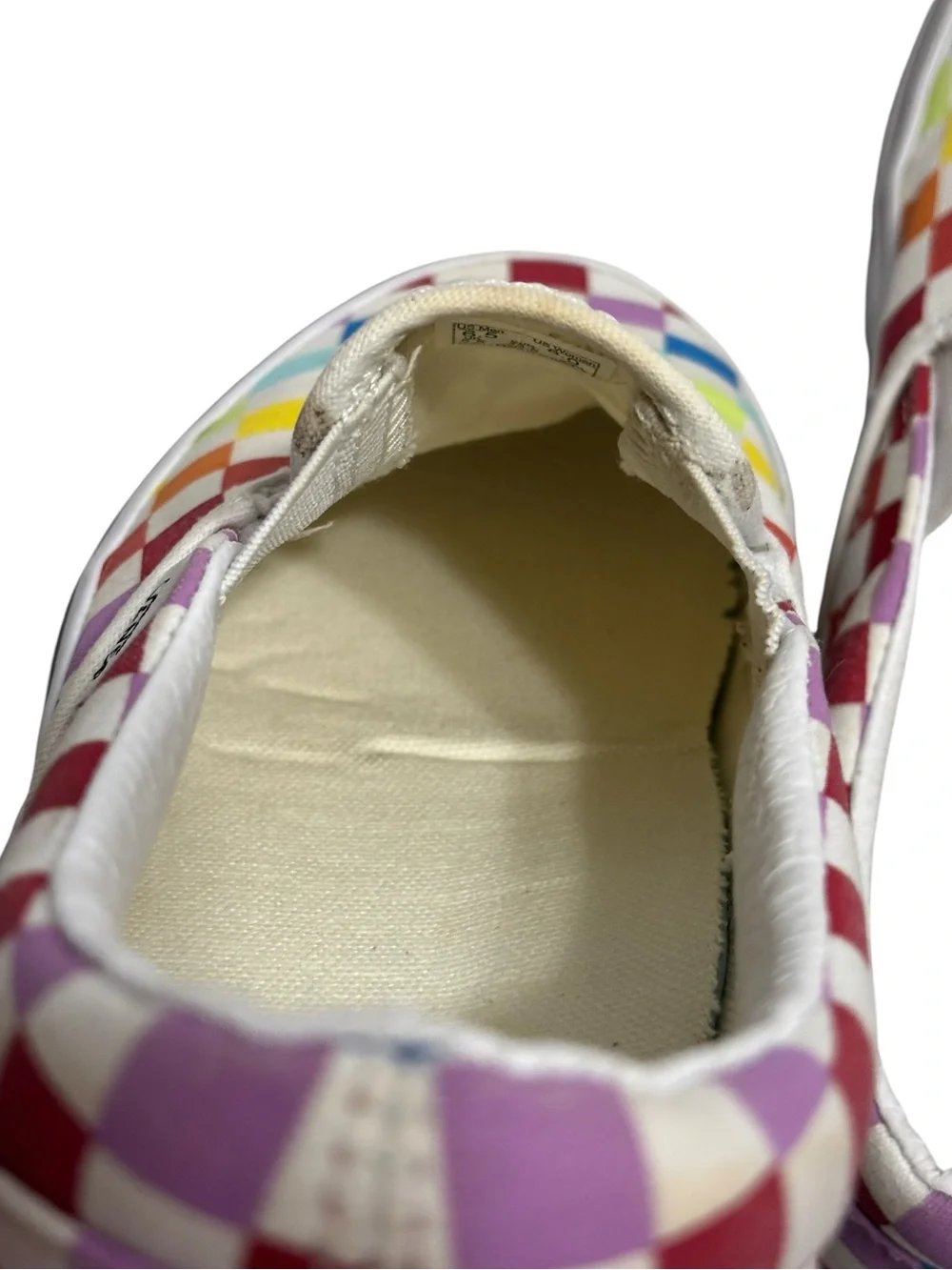 Vans Rainbow Unisex Checker Slip-On Sneakers Men Size 6.5 Women Size 8